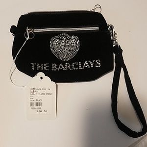 Black velvet with rhinestones  zip clutch